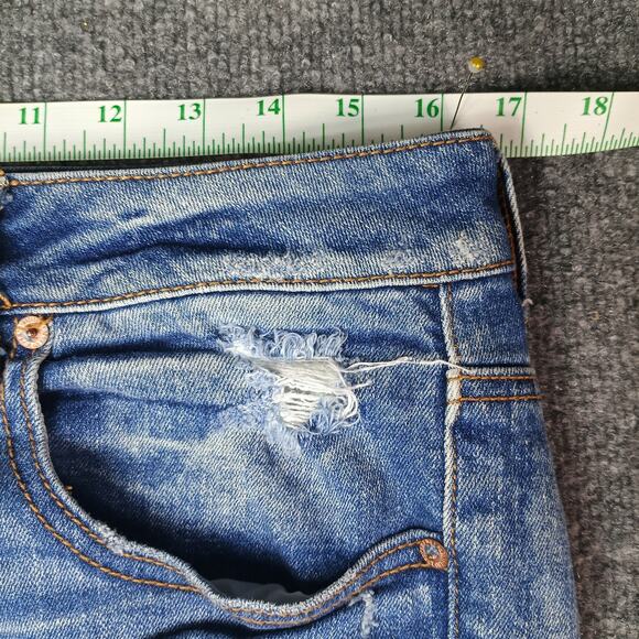 American Eagle Cut Off Denim Shorts Women Size 8 Distressed Tomgirl Button Fly - Picture 5 of 11